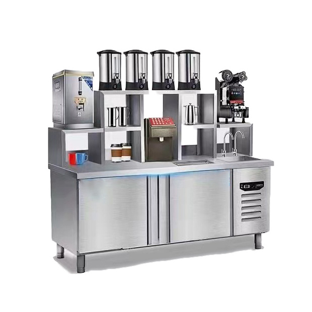 Bubble Tea Bar Counter With Refrigeration And Milk Tea Making Equipment Comptoir De Bar Bubble Tea Shaker Bar With water tank