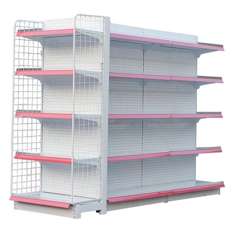 Customized  Supermarket Grocery Store Steel Wire Shelf  Factory Low Price Multi-layer double-sided Shelves