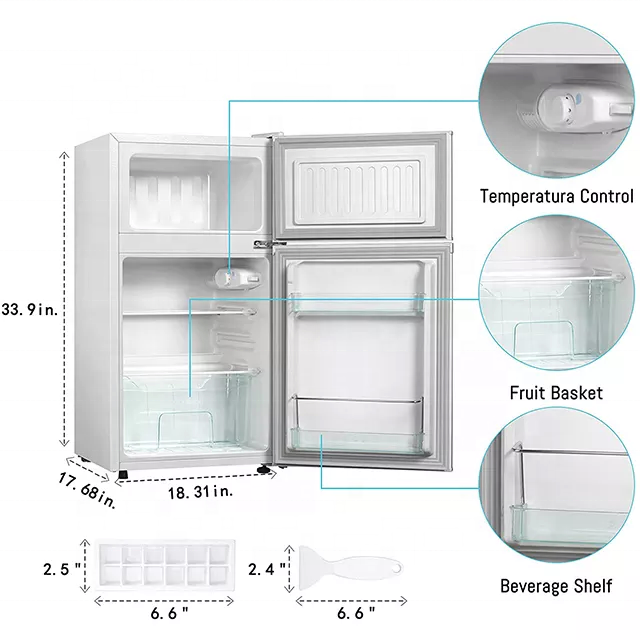 High Quality Mini Double Door Small Door Electric Refrigerator Fridge home Fridge With Lock And Key for homes Cooling Freezing