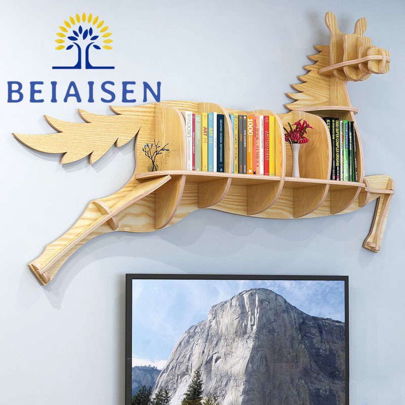 Creative stallion shape cartoon decorative shelf bookshelf storage children's shelf picture book home wall hanging wall bookcase