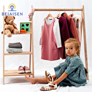 Kids Wooden Clothing Rack,Dress Up Child Garment Clothes Rack, Storage Display Wardrobe for Toddler