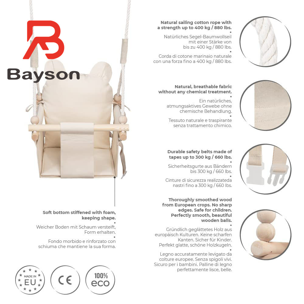 Baby Swing Outdoor Children'sBAYSON Baby Swing Outdoor Garden Hanging Chair Portable Hanging Wooden Swing for Toddlers