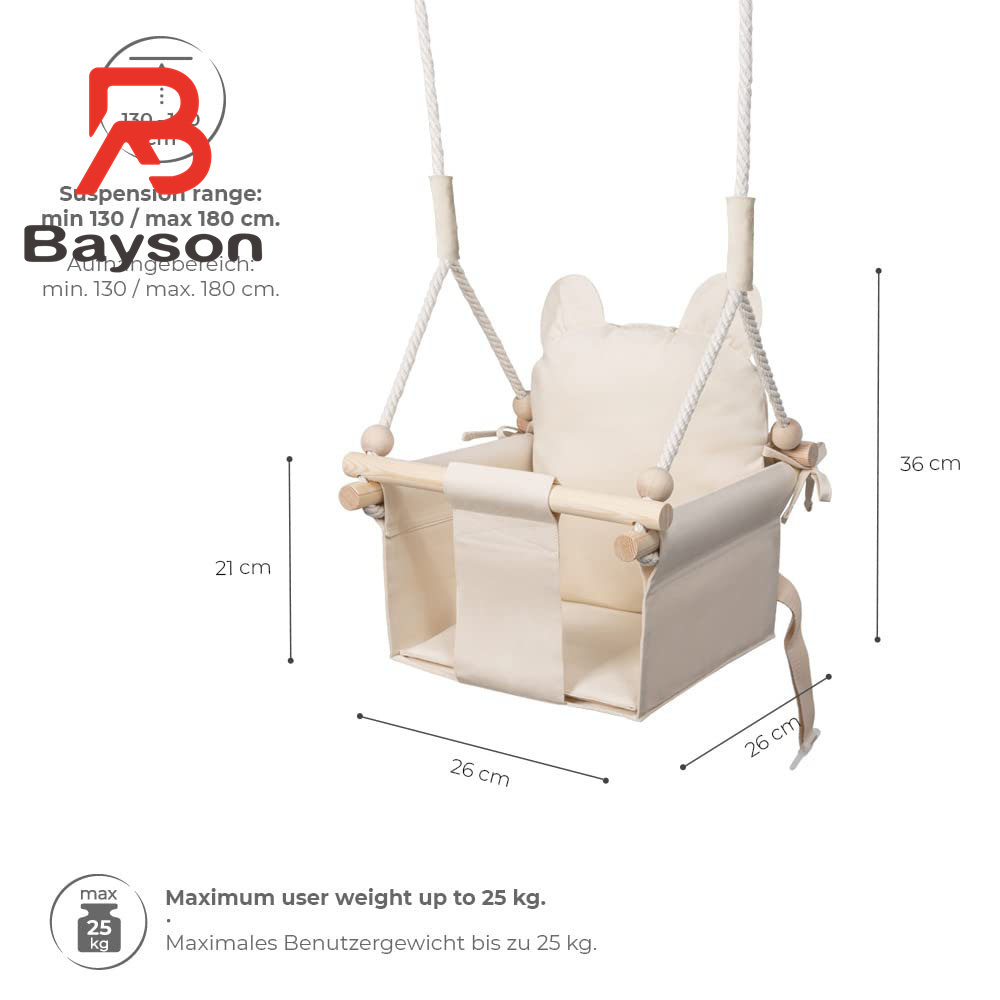 Baby Swing Outdoor Children'sBAYSON Baby Swing Outdoor Garden Hanging Chair Portable Hanging Wooden Swing for Toddlers