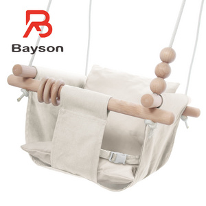 BAYSON Hanging kids Swing Baby Swing Seat Indoor And Outdoor Wooden Baby Swing Hanging Chair Hammock