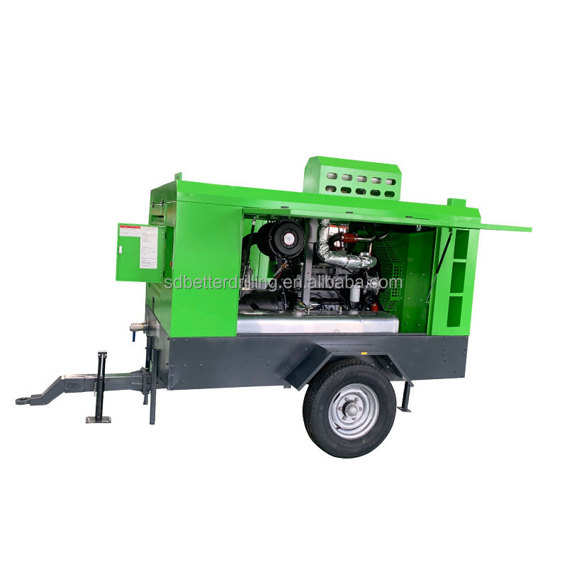 Portable Mobile Diesel driven Screw air compressor For deep water well drill for sale