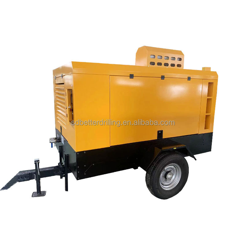 Portable Mobile Diesel driven Screw air compressor For deep water well drill for sale