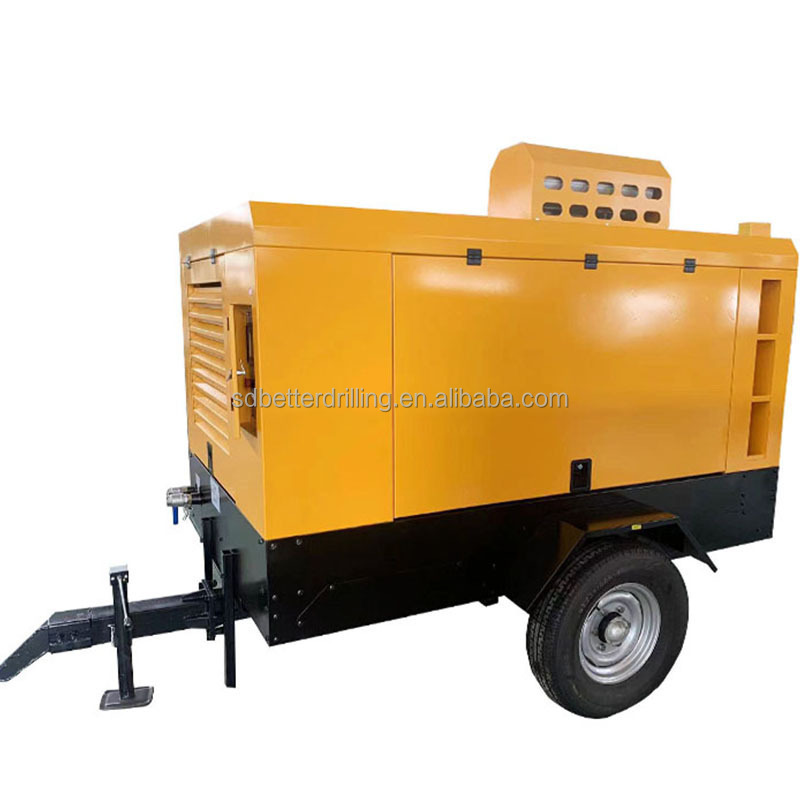 Portable Mobile Diesel driven Screw air compressor For deep water well drill for sale