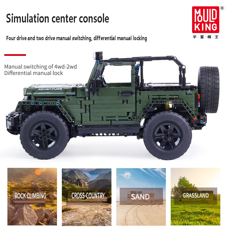 Mould King 13124 Jeep Wrangler Rubicon RC stack block Off Road Car Technic Building Model Off-road Vehicle Remote Control