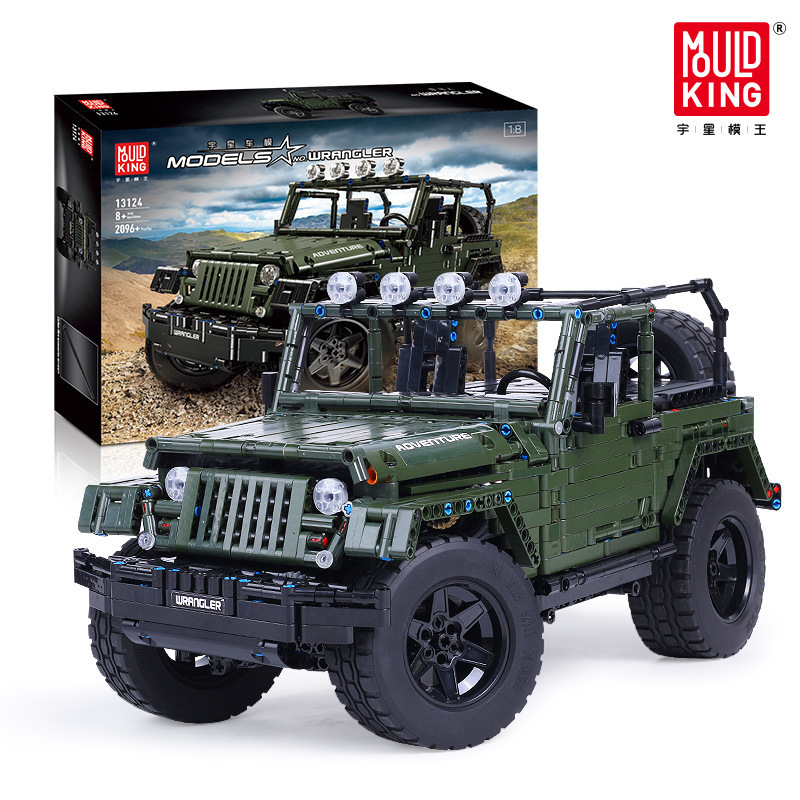 Mould King 13124 Jeep Wrangler Rubicon RC stack block Off Road Car Technic Building Model Off-road Vehicle Remote Control