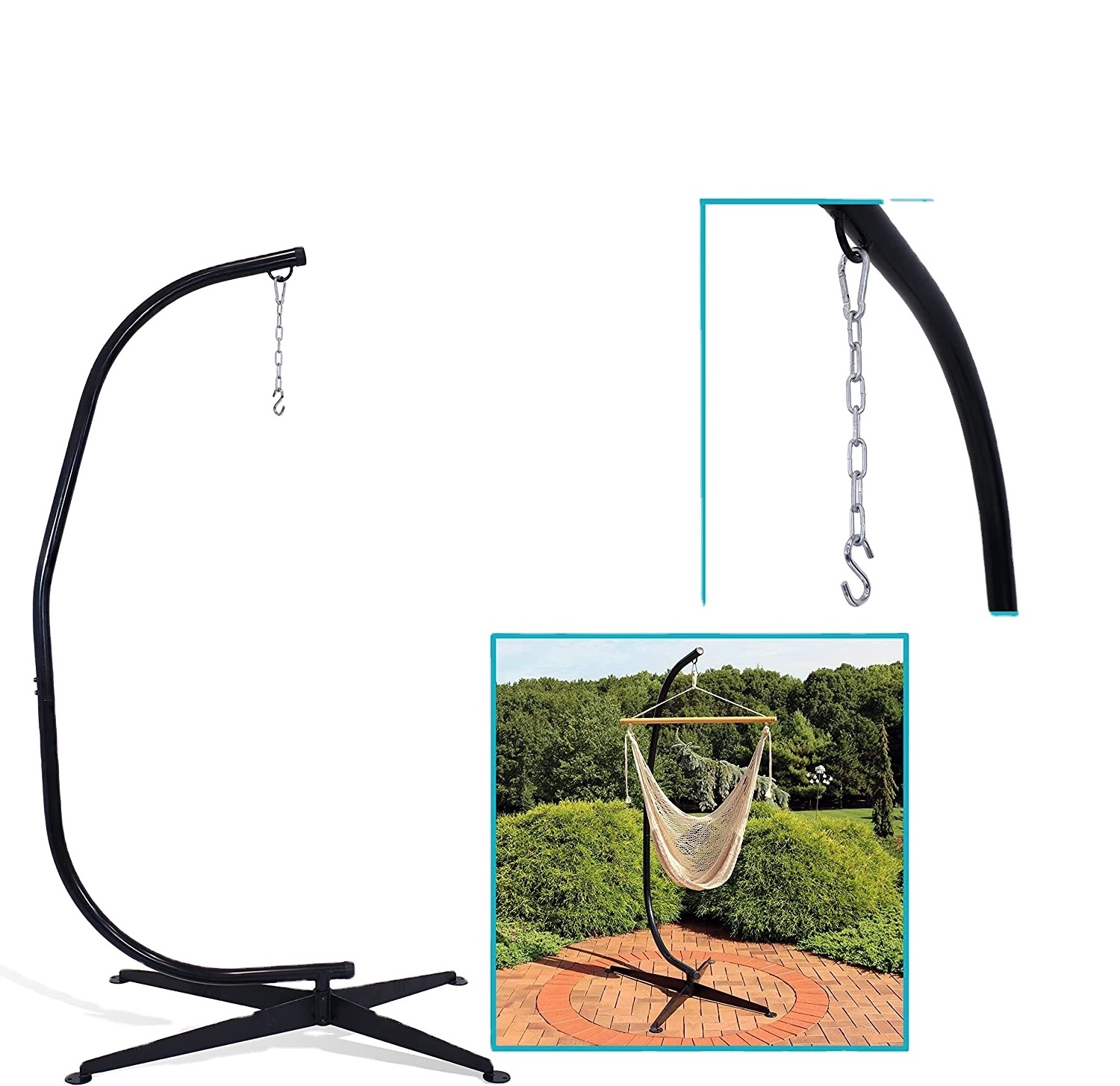 Swing Hammock Chair With Durable Hanging Kits And C Shape Swing Stand