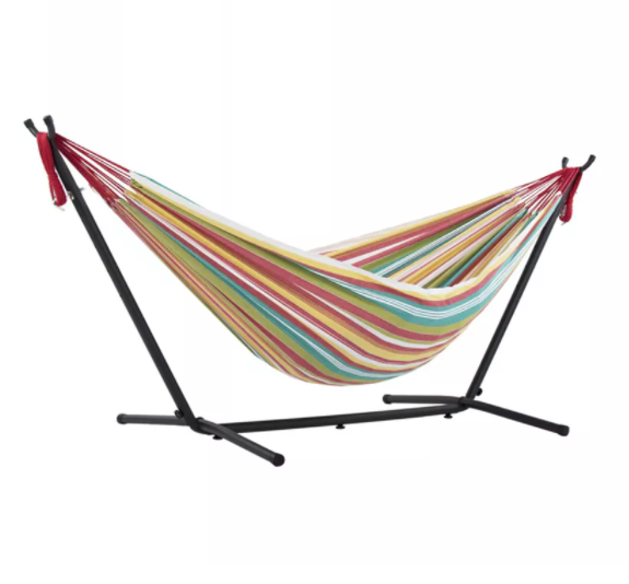 new arrival 1- 2 person canvas colorful portable fold self standing outdoor hammock with stand