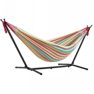 new arrival 1- 2 person canvas colorful portable fold self standing outdoor hammock with stand