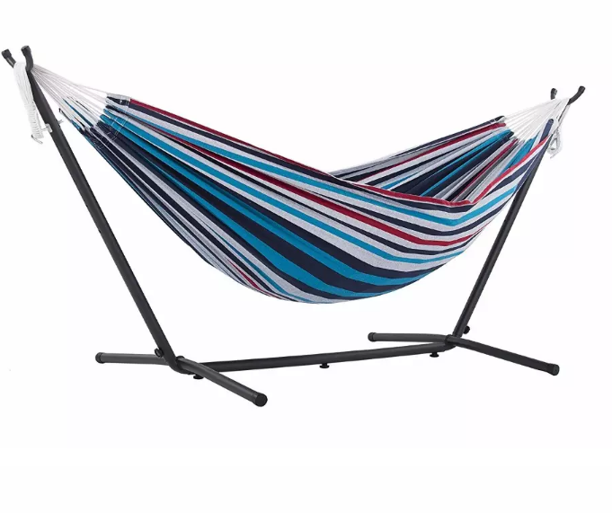 new arrival 1- 2 person canvas colorful portable fold self standing outdoor hammock with stand