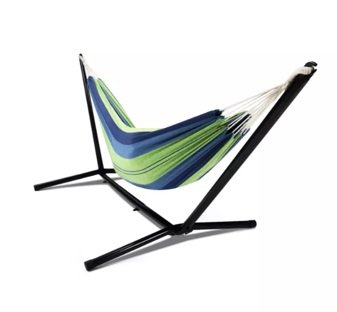 new arrival 1- 2 person canvas colorful portable fold self standing outdoor hammock with stand