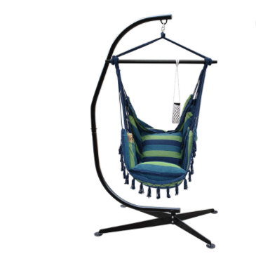 Outdoor C Frame Stand with Padded Soft Cushioned Hanging Hammock Swing Chair