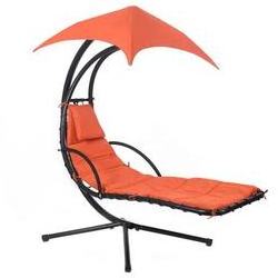 Hanging Chaise Lounger Chair Arc Stand Porch Swing Hammock Chair With Canopy