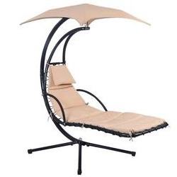 Hanging Chaise Lounger Chair Arc Stand Porch Swing Hammock Chair With Canopy