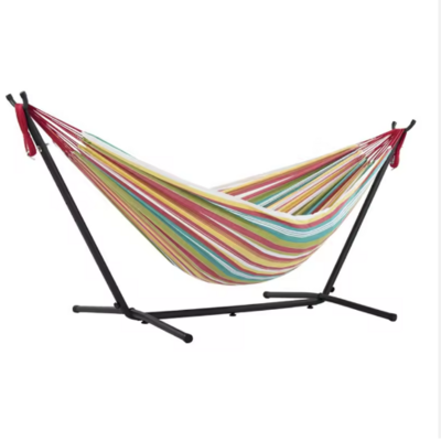 Strong Frame Hammock Double Cotton Hammock With Space Saving Steel Stand 2 Person Portable Hammock