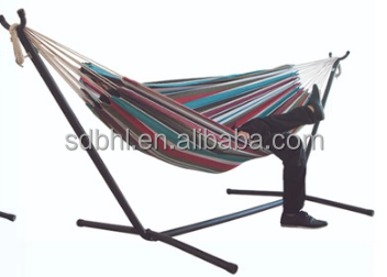 Strong Frame Hammock Double Cotton Hammock With Space Saving Steel Stand 2 Person Portable Hammock