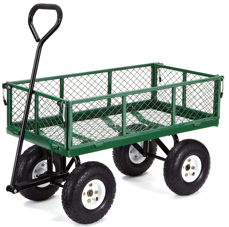 Hot Sale 4 Wheel Yard Used Garden Mesh Wagon Cart