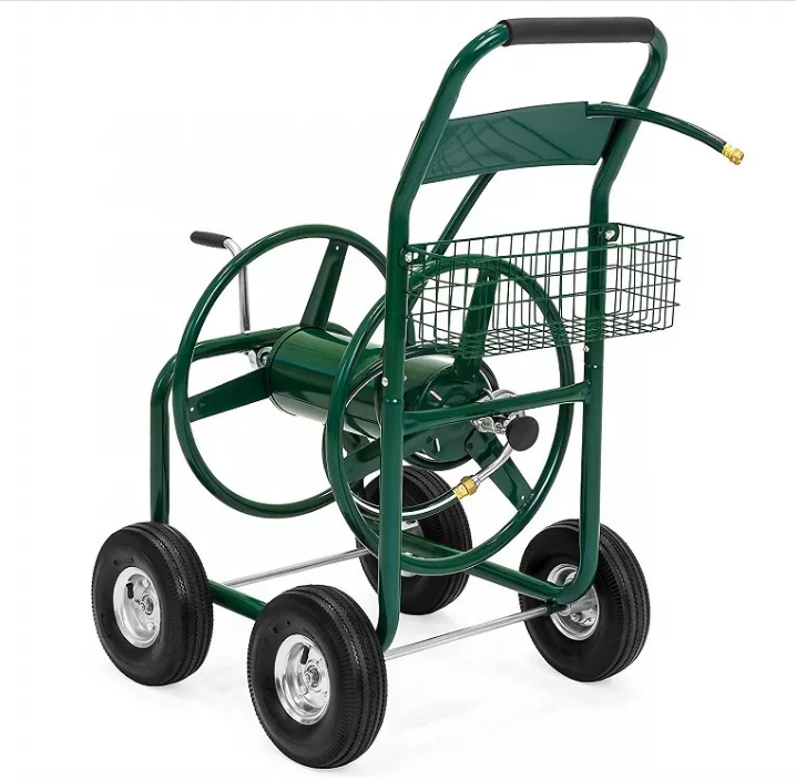 Heavy Duty Water Garden Hose Reel Cart for Water Garden with Basket