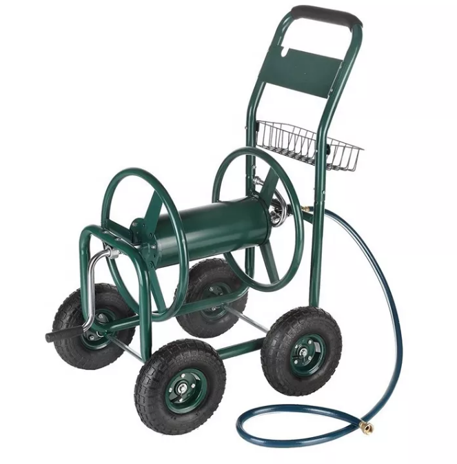 Heavy Duty Water Garden Hose Reel Cart for Water Garden with Basket