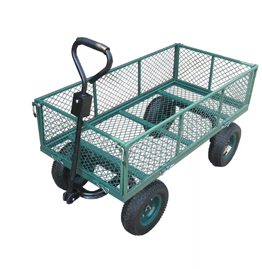 Hot Sale 4 Wheel Yard Used Garden Mesh Wagon Cart