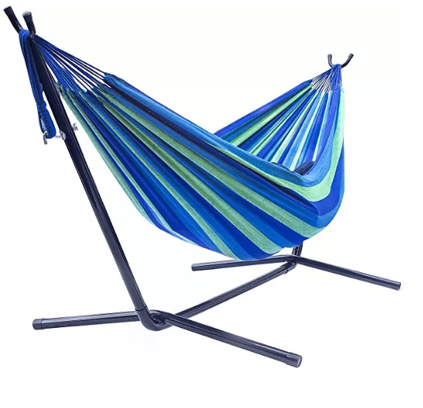 Folding stainless steel canvas hammock with stand free Standing Double Hammock