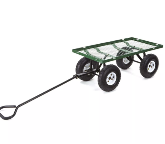 Cart Yard Garden Utility Wagon Dump Lawn Heavy Duty Wheelbarrow Trailer Steel