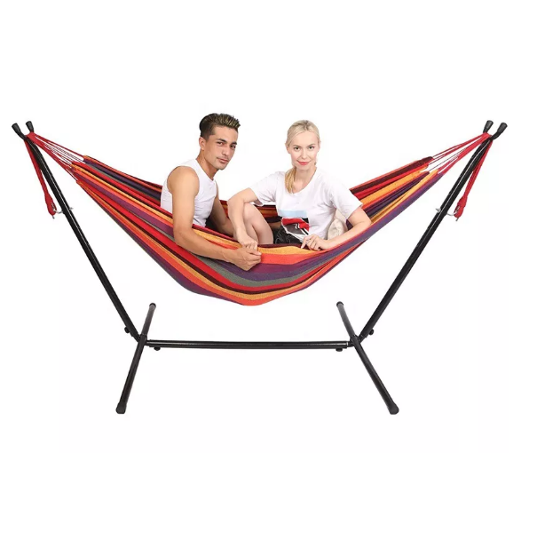 Folding stainless steel canvas hammock with stand free Standing Double Hammock