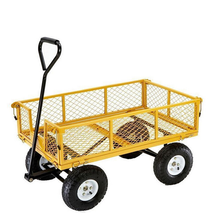 Hot Sale 4 Wheel Yard Used Garden Mesh Wagon Cart