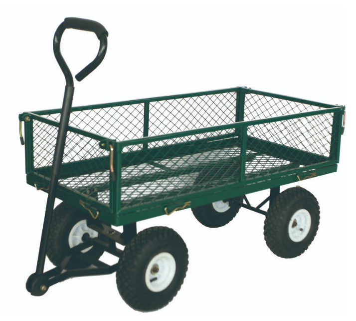 Folding Mesh Sides Trolley Garden Tool Cart Heavy Duty foldableTransport Tool Steel Wagon