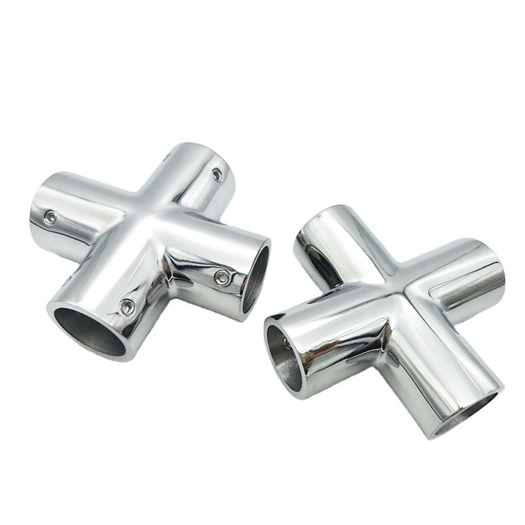 Factory wholesale 4 way rail tee connector cross tee pipe fitting for sailing boat accessories