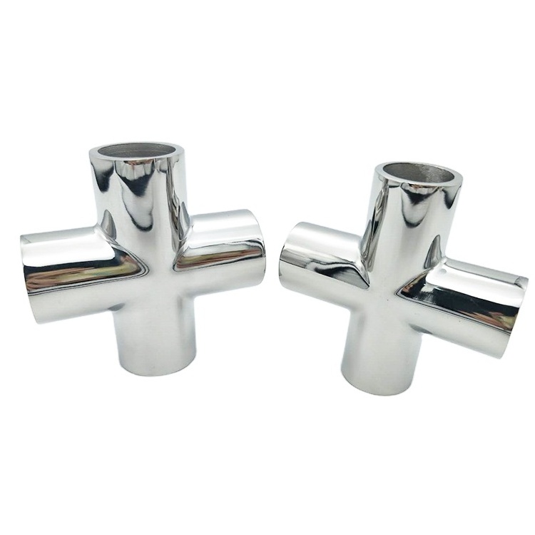 Factory wholesale 4 way rail tee connector cross tee pipe fitting for sailing boat accessories