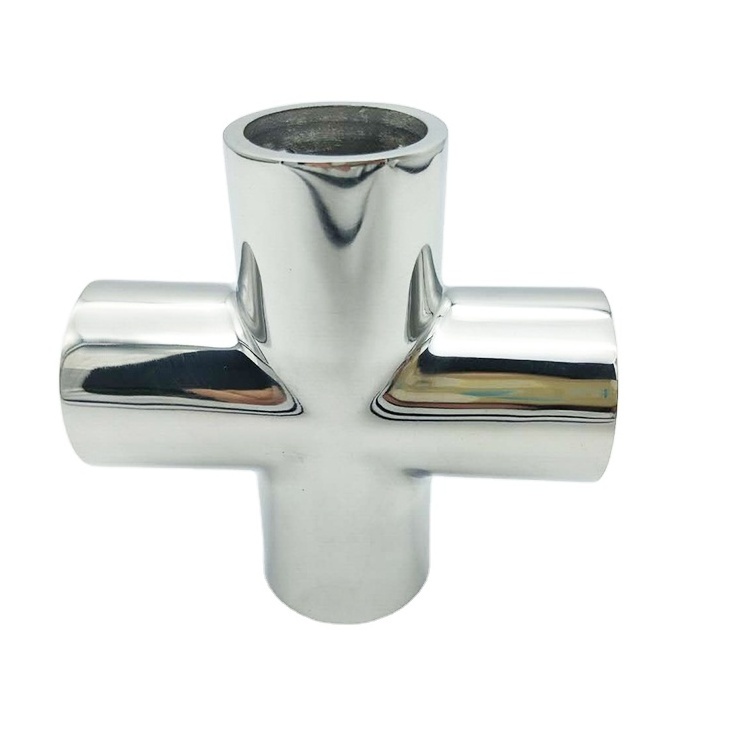 Factory wholesale 4 way rail tee connector cross tee pipe fitting for sailing boat accessories