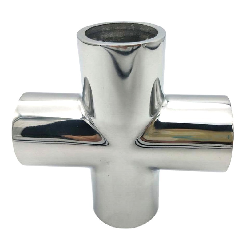 Popular size stainless steel 2 inch tee joint pipe fitting 4 way cross tee rail connector