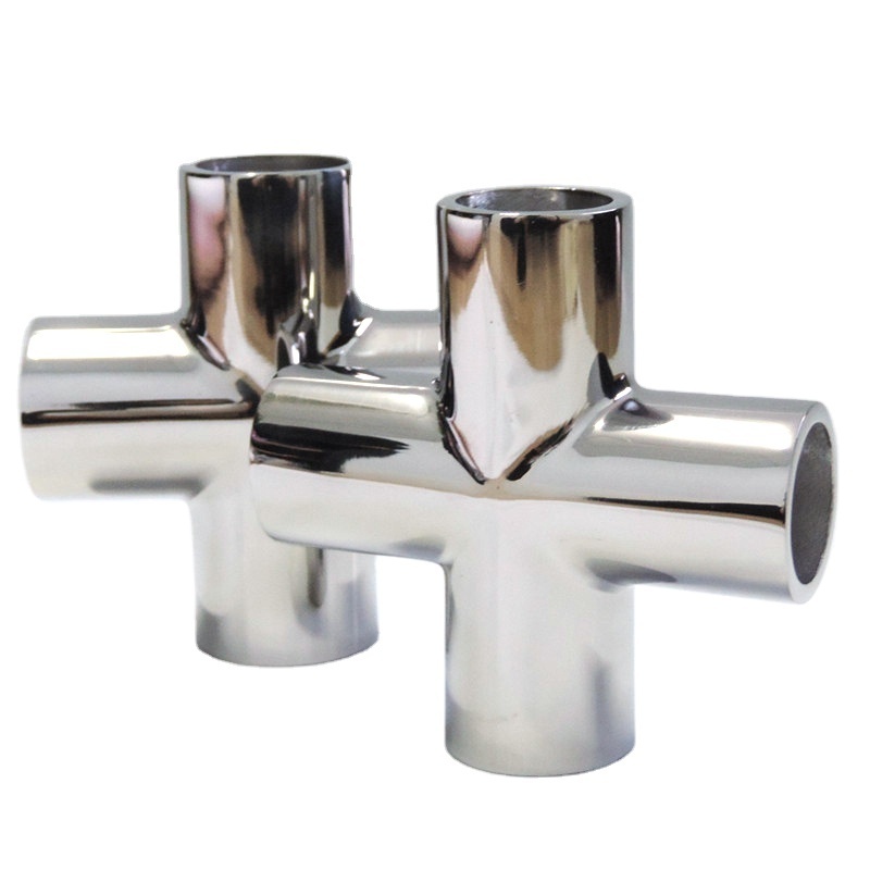 Popular size stainless steel 2 inch tee joint pipe fitting 4 way cross tee rail connector