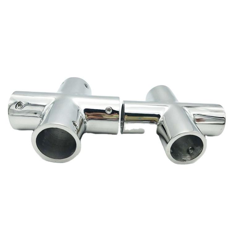 Factory wholesale 4 way rail tee connector cross tee pipe fitting for sailing boat accessories