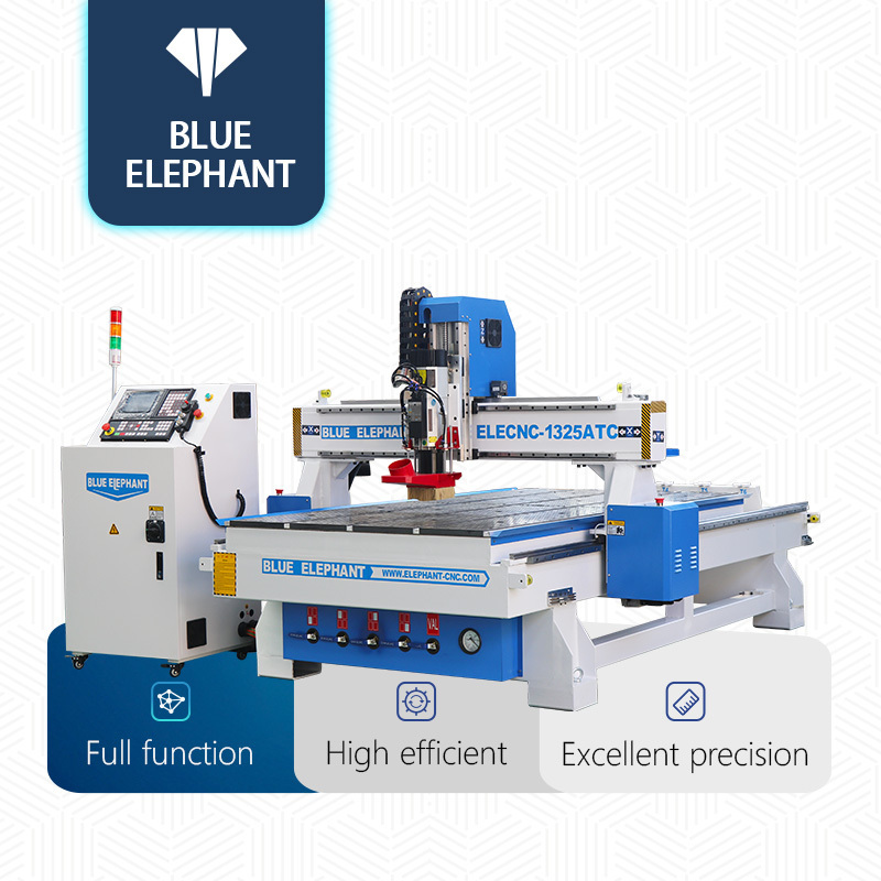 Blue Elephant Cnc Wood Cnc Router 1325 Atc CNC 4*8ft Linear Auto Tool Changer Cabinet Door Making Machine For Wood Furniture