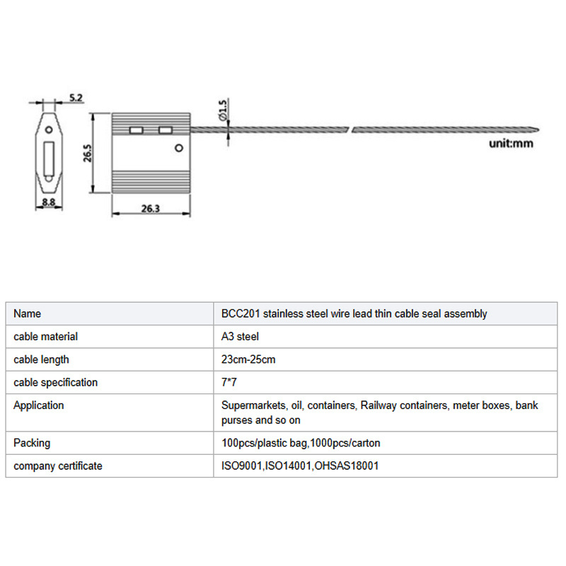 cable seal Railway, truck trailer, shipping container high security cable seals wire cable seal lock