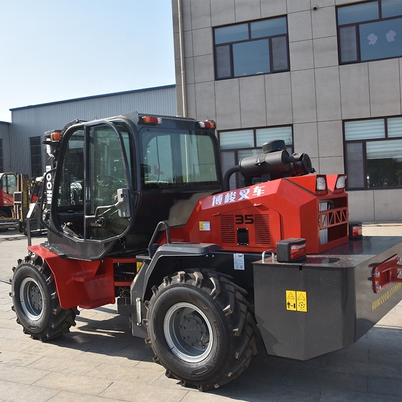 Multi-purpose BOJUN CPCDY35SS off-road forklift 3.5 ton articulated 4x4 all terrain diesel forklift cheap price for sale