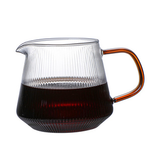 400ml 600ml Striped Glass Microwave Safe Heatproof Glass Range Coffee Server For Pour Over Coffee & Tea