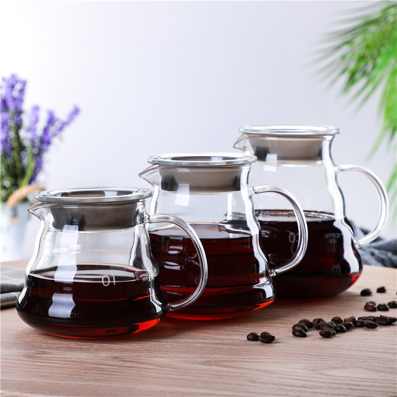 Hot Sale 60 Glass Range 300ml 500ml 700ml Coffee Pot Carafe Clear Coffee Server