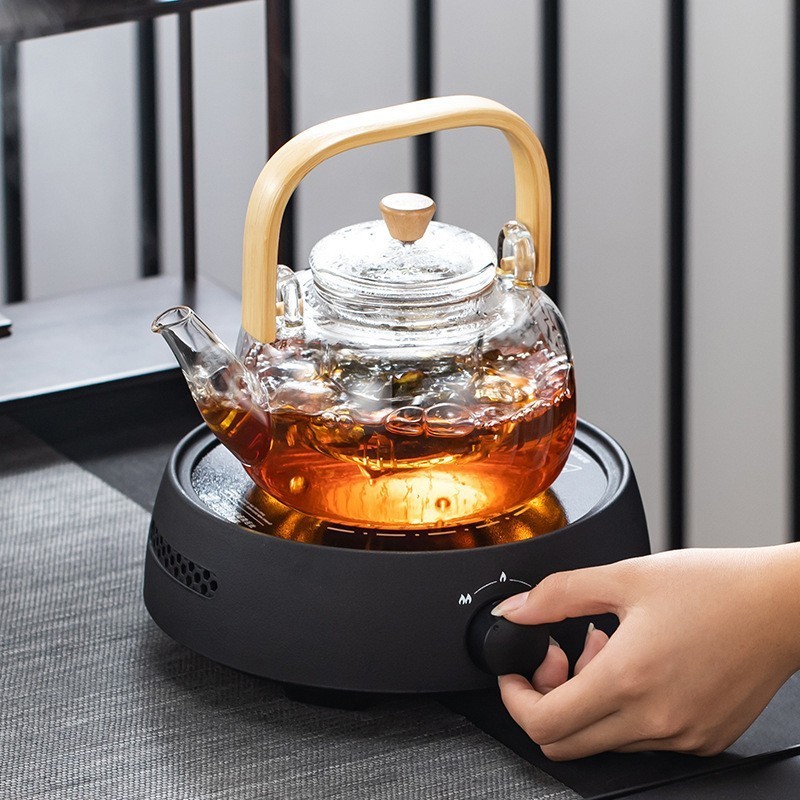 1000ML 33.5oz Stovetop Safe Tea Maker for Loose Leaf & Blooming Tea Glass Teapot Kettle Removable Infuser And Bamboo Handle