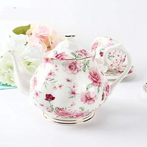 8Pcs with five Cups Luxury Porcelain Coffee Tea Set with Gold rim Ceramic Tea Pot and Cup Set for gift