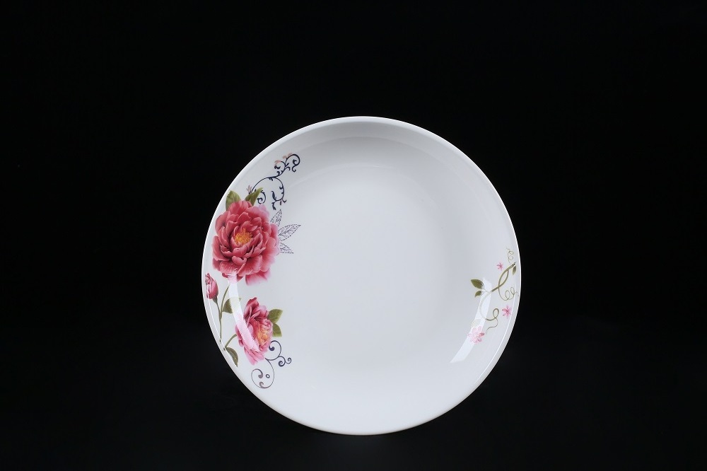 Hot selling golden flower fruit plate ceramic porcelain dinner plate and dishes