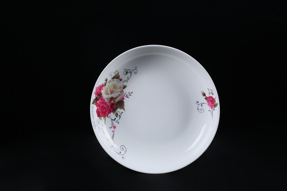 Hot selling golden flower fruit plate ceramic porcelain dinner plate and dishes