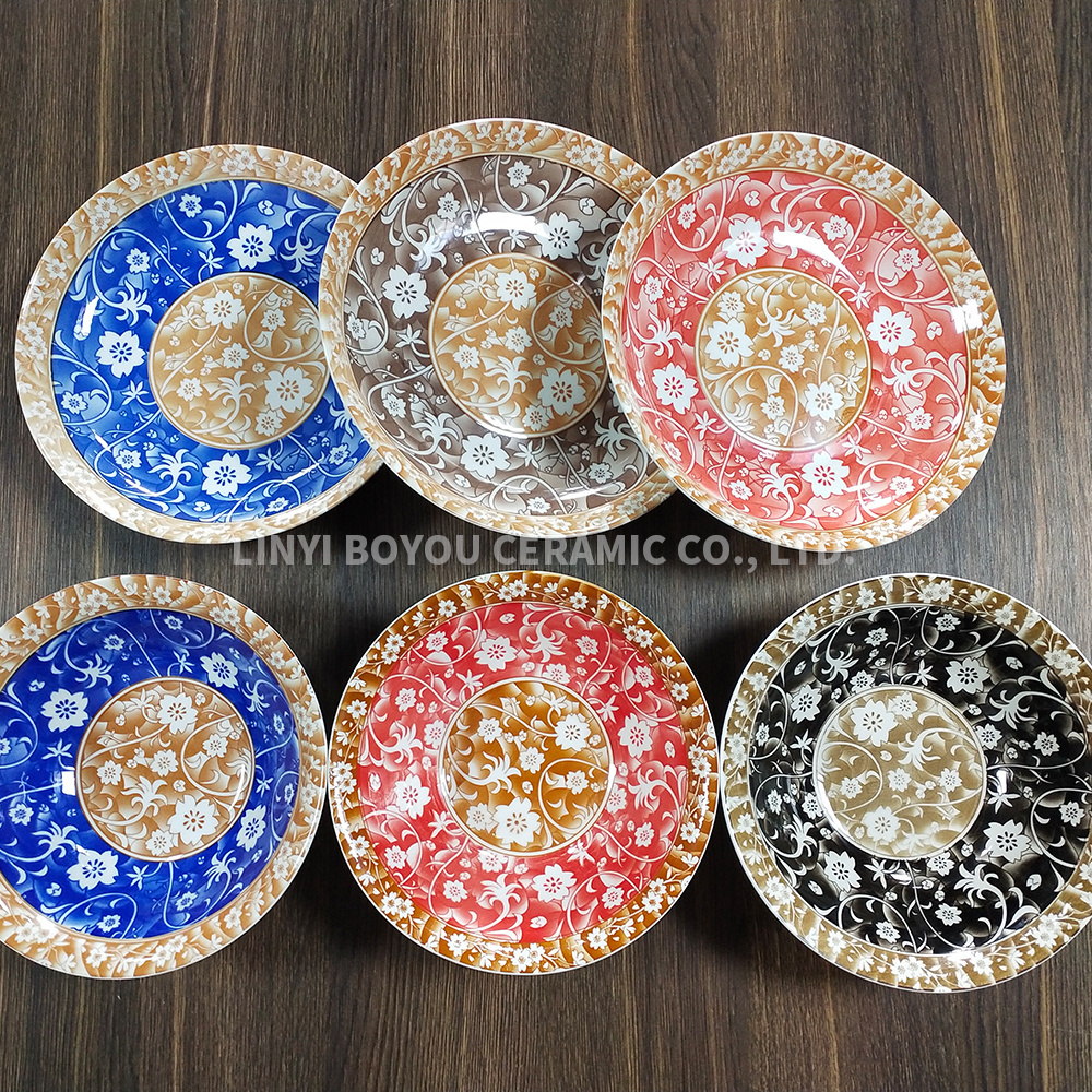 factory supply pad printing customized color porcelain plates and bowls from home and gift high quality ceramic dinnerware