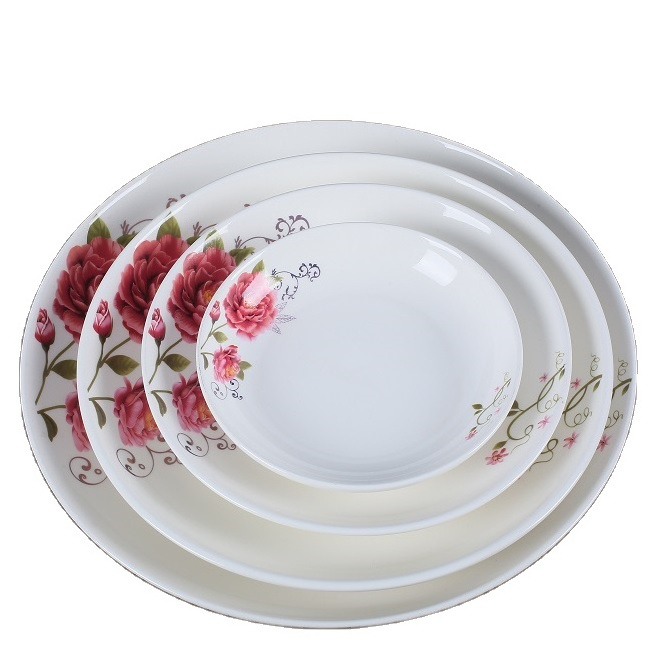 Hot selling golden flower fruit plate ceramic porcelain dinner plate and dishes