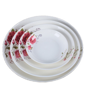 Hot selling golden flower fruit plate ceramic porcelain dinner plate and dishes